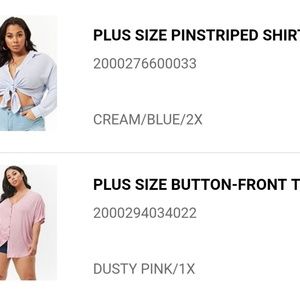 2 forever 21 plus shirts